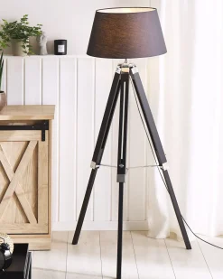 Lampada da pavimento MADEIRA Legno di pino Nero
