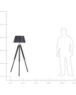Lampada da pavimento MADEIRA Legno di pino Nero