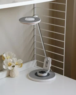 Lampada da scrivania a LED CORVUS con dimmer Metallo Bianco/Argento