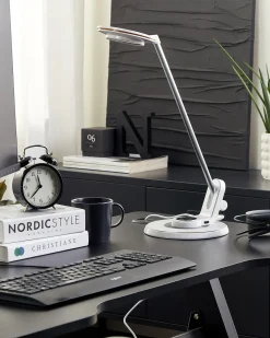 Lampada da scrivania a LED CORVUS con dimmer Metallo Bianco/Argento