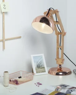 Lampada da scrivania SALADO Regolabile Legno Rame