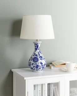 Lampada da tavolo CARMEN Porcellana Bianco/Blu