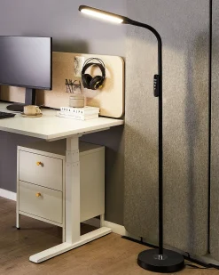 Lampada da terra a LED ARIES con telecomando con dimmer Metallo Nero
