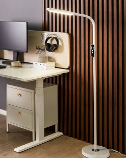 Lampada da terra a LED ARIES con telecomando con dimmer Metallo Bianco