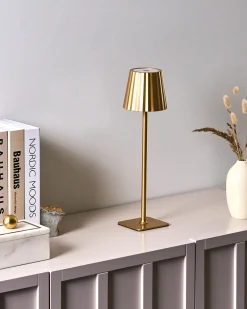 Lampada da tavolo senza fili a LED ABARO con dimmer Metallo Oro