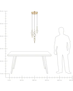 Lampadario a 3 luci ARAS LED Vetro Oro