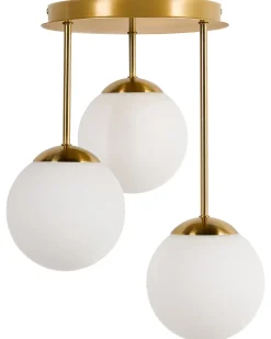 Lampadario a 3 luci RIANA Vetro Metallo Ottone
