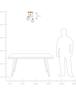 Lampadario a 3 luci RIANA Vetro Metallo Ottone