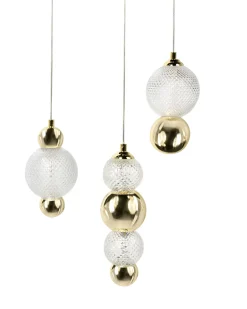 Lampadario a 3 luci SORA LED Vetro Oro