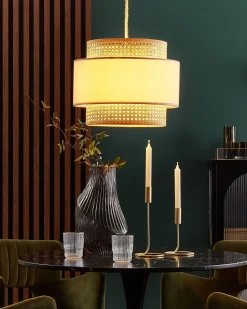 Lampadario YUMURI Rattan Rosa pesca