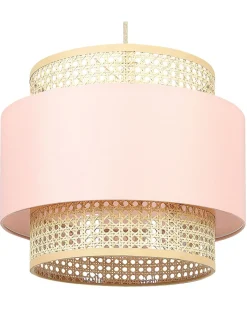 Lampadario YUMURI Rattan Rosa pesca