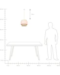 Lampadario YUMURI Rattan Rosa pesca