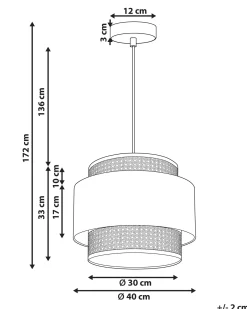Lampadario YUMURI Rattan Rosa pesca