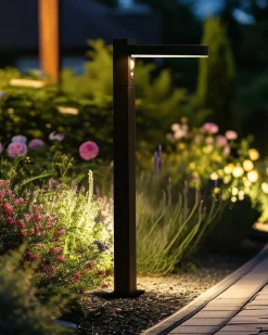 Lampione solare da giardino a LED PARKERS con sensore di movimento Nero
