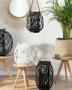 Lanterna MAURITIUS Legno di salice 30 cm Nero