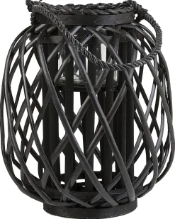 Lanterna MAURITIUS Legno di salice 30 cm Nero