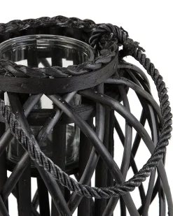 Lanterna MAURITIUS Legno di salice 30 cm Nero
