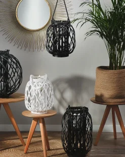 Lanterna MAURITIUS Legno di salice 40 cm Nero