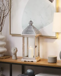 Lanterna SAMAR Legno di pino 47 cm Bianco