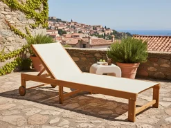 Lettino Prendisole PEDESINA Legno d'acacia Beige