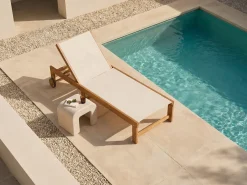 Lettino Prendisole PEDESINA Legno d'acacia Beige
