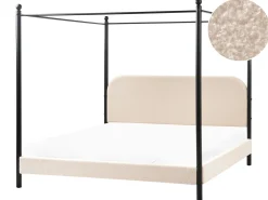 Letto a baldacchino Bouclé DANNEMOIS 180 x 200 cm Beige
