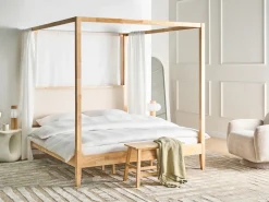Letto a baldacchino Legno HAILLICOURT 180 x 200 cm Marrone chiaro