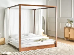 Letto a baldacchino Legno HERLIERE 180 x 200 cm Marrone scuro