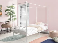 Letto a baldacchino Metallo SORMERY 90 x 200 cm Bianco