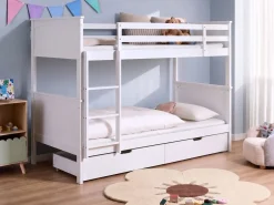 Letto a castello con cassetti Legno di pino ALBON 90 x 200 cm Bianco