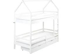Letto a castello con cassetti Casa Legno di pino GIRGOLS 90 x 200 cm con contenitore Bianco