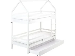Letto a castello con cassetti Casa Legno di pino GIRGOLS 90 x 200 cm con contenitore Bianco