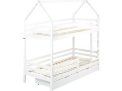 Letto a castello con cassetti Casa Legno di pino GIRGOLS 90 x 200 cm con contenitore Bianco