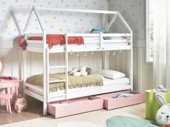 Letto a castello con cassetti Casa Legno di pino TERNAS 90 x 200 cm Rosa