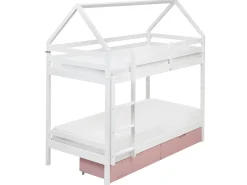 Letto a castello con cassetti Casa Legno di pino TERNAS 90 x 200 cm Rosa