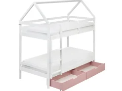 Letto a castello con cassetti Casa Legno di pino TERNAS 90 x 200 cm Rosa