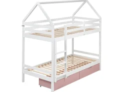 Letto a castello con cassetti Casa Legno di pino TERNAS 90 x 200 cm Rosa