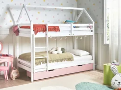 Letto a castello con cassetti Casa Legno di pino TERNAS 90 x 200 cm Rosa