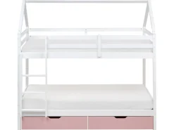 Letto a castello con cassetti Casa Legno di pino TERNAS 90 x 200 cm Rosa