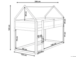 Letto a mezza altezza Casa Legno di pino DIENNE 90 x 200 cm Grigio