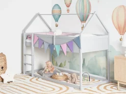 Letto a mezza altezza Casa Legno di pino DIENNE 90 x 200 cm Grigio