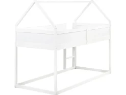 Letto a mezza altezza Casa Legno di pino DIENNE 90 x 200 cm Bianco