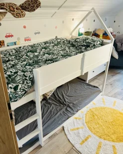 Letto a mezza altezza Casa Legno di pino DIENNE 90 x 200 cm Bianco