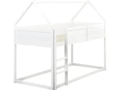Letto a mezza altezza Casa Legno di pino DIENNE 90 x 200 cm Bianco