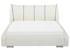 Letto ad acqua con LED Pelle naturale NANTES 140 x 200 cm Bianco sporco