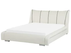 Letto ad acqua Pelle naturale NANTES 140 x 200 cm Bianco sporco