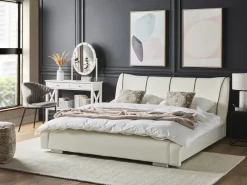 Letto ad acqua Pelle naturale NANTES 140 x 200 cm Bianco sporco