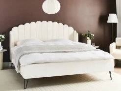 Letto Bouclé AMBILLOU 180 x 200 cm Bianco sporco
