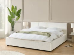 Letto Bouclé MIRANDE 180 x 200 cm Bianco sporco