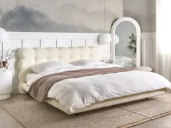 Letto Bouclé SOULISSE 180 x 200 cm Bianco sporco